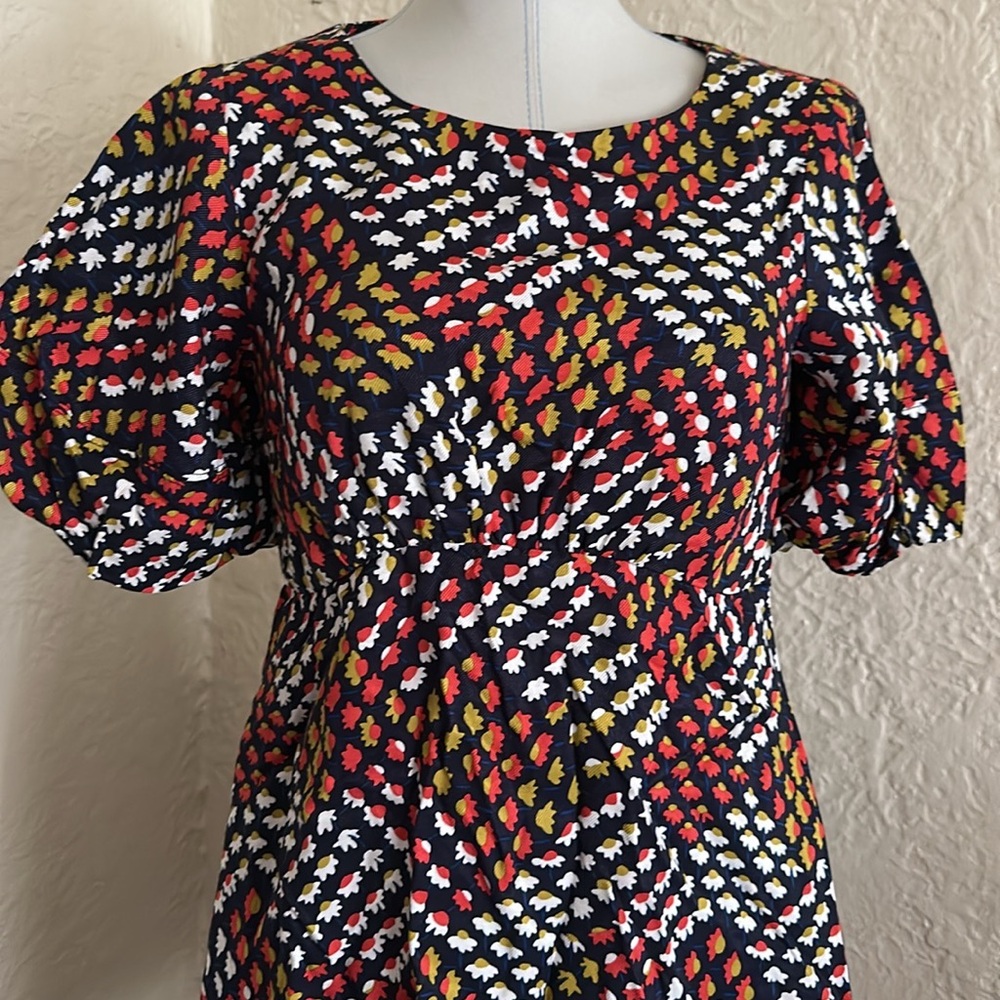 Anthropologie Maeve Melody Mini Dress Puff Short Sleeve Floral Print 4 Petite - Picture 5 of 16